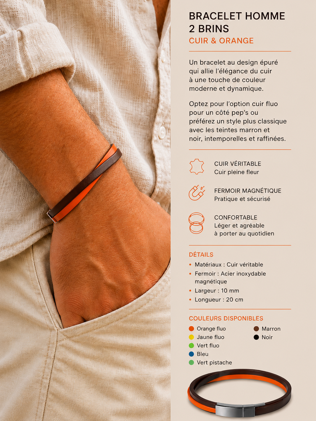 Bracelet Homme 2 brins